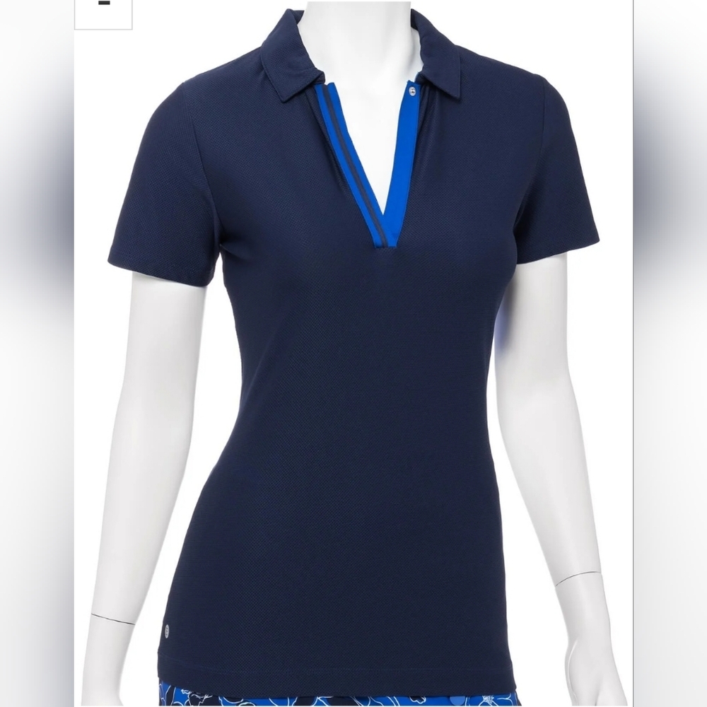 EPNY Novelty Tape Trim Golf Polo Size Small Womens Textured Moisture Wicking NWT